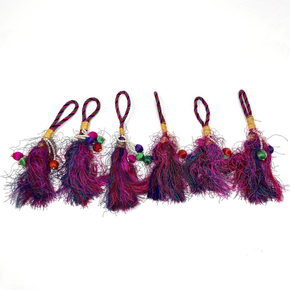 Unbranded Multicolor Tassel Beaded Napkin Holder Set